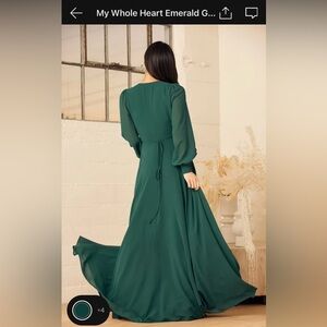 My whole heart emerald green long sleeve wrap dress - never worn